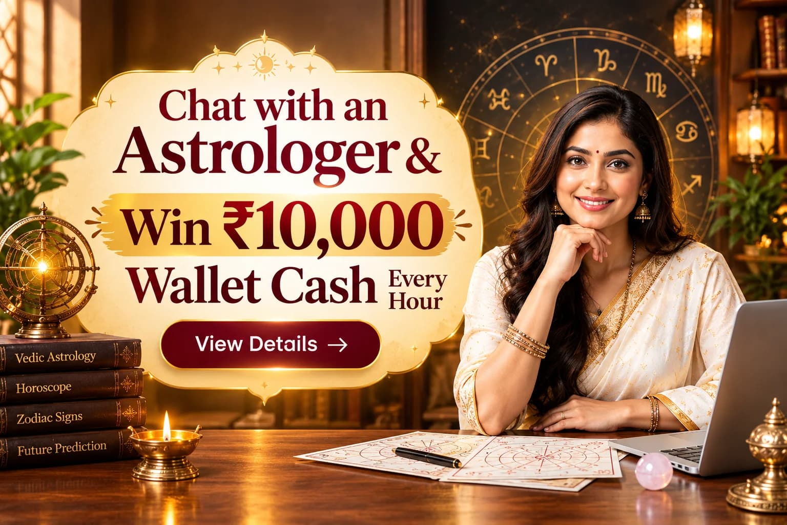 Chat with an Astrologer & Win ₹10,000 Wallet Cash Every Hour